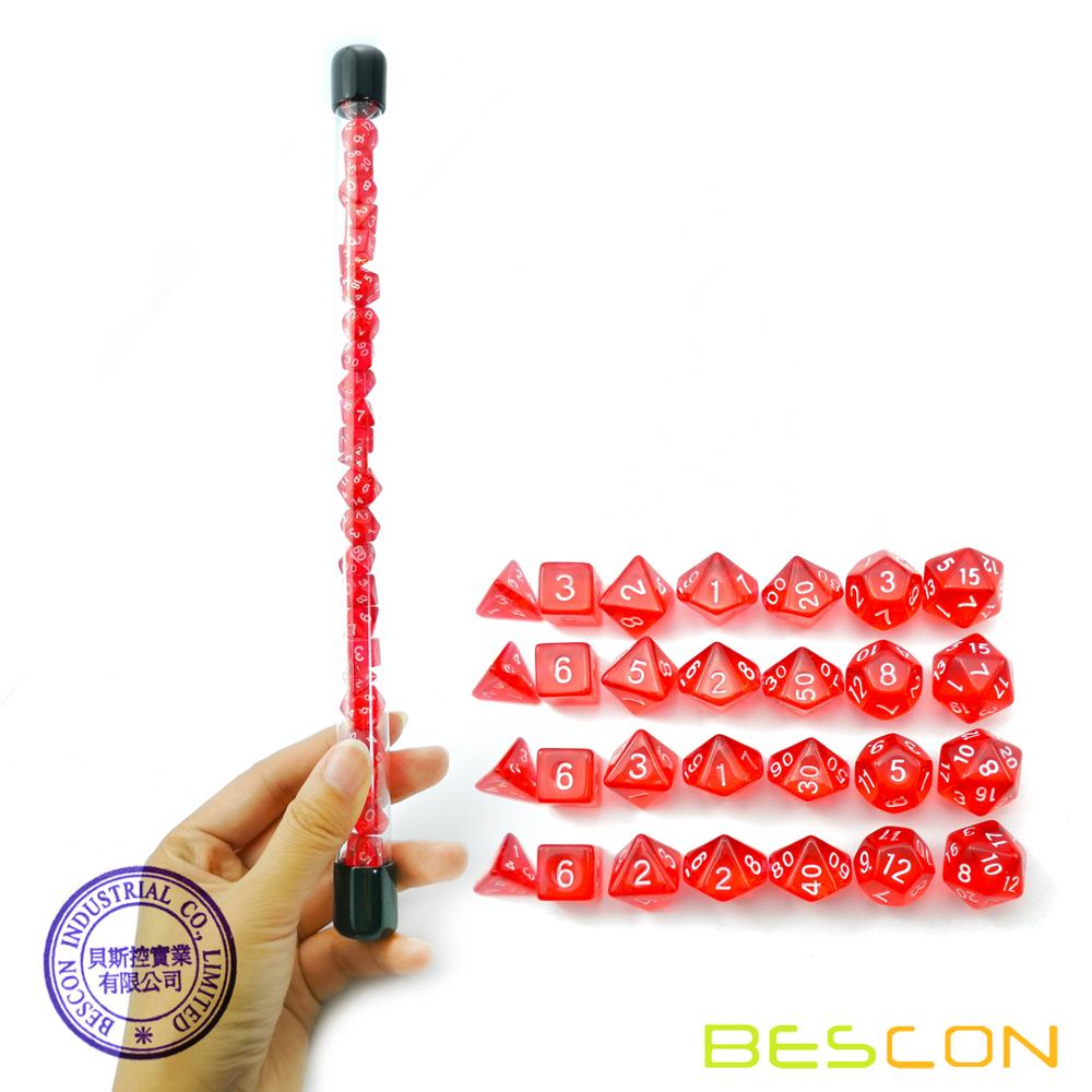 Bescon 28pcs Translucent Red M - Dice Set Polyhedral ulasan dan harga