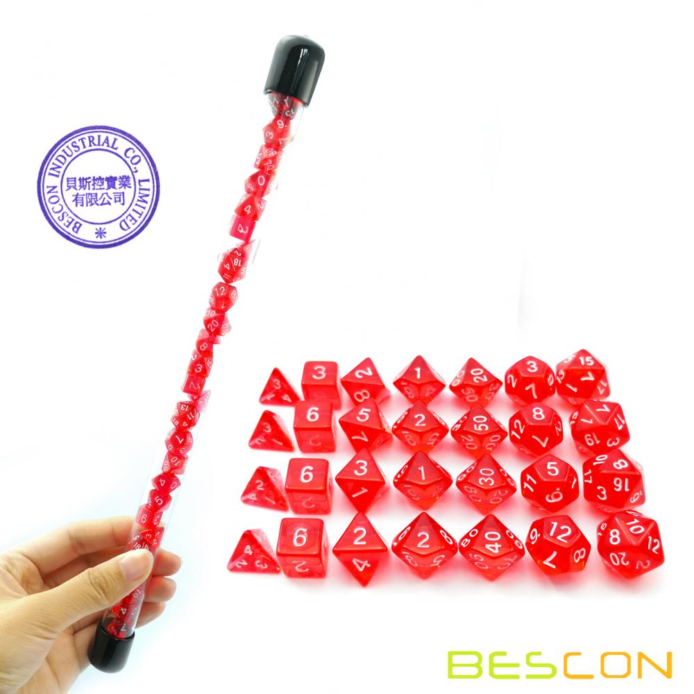 Bescon 28pcs Translucent Red M - Dice Set Polyhedral ulasan dan harga