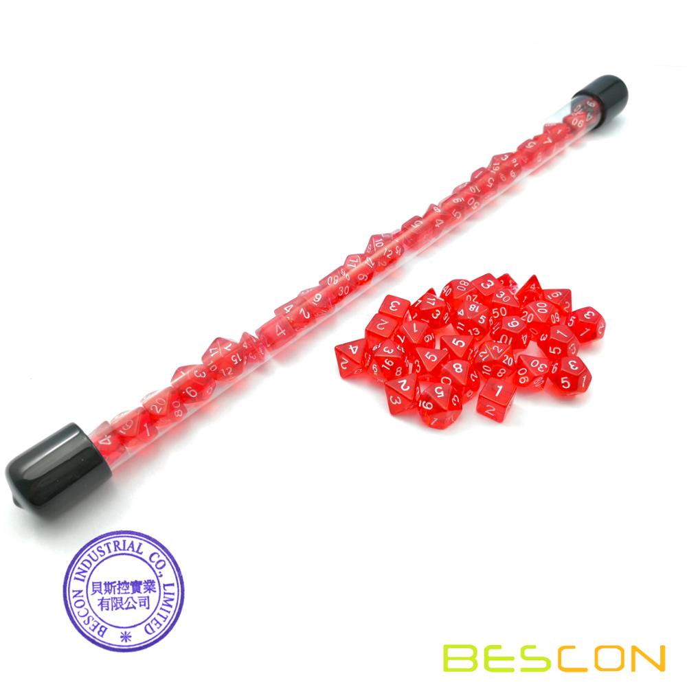 Bescon 28pcs Translucent Red M - Dice Set Polyhedral ulasan dan harga