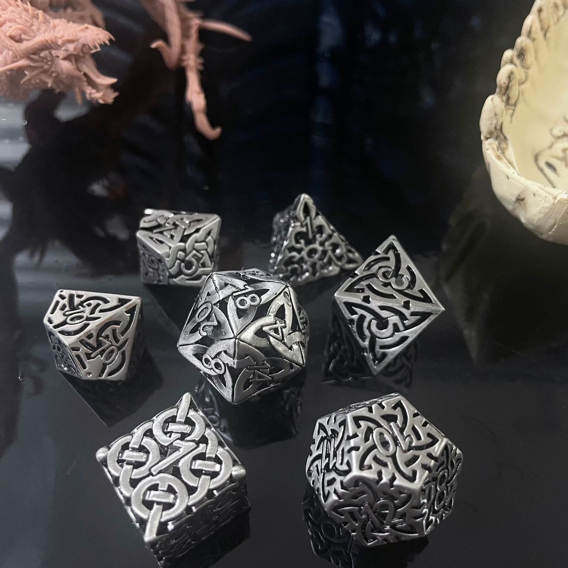 7 Pcs Cosplay D4-D20 DND Brass - Dice Set Polyhedral ulasan dan harga