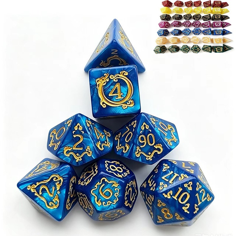 7Pcs Dragon Pattern Polyhedral - Dice Set Polyhedral ulasan dan harga