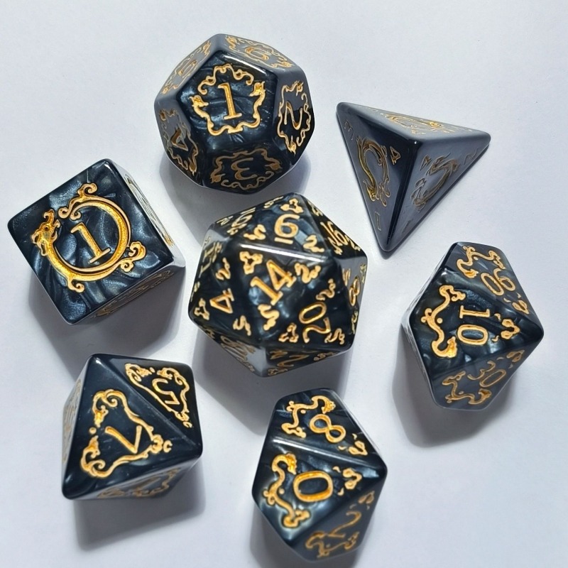 7Pcs Dragon Pattern Polyhedral - Dice Set Polyhedral ulasan dan harga