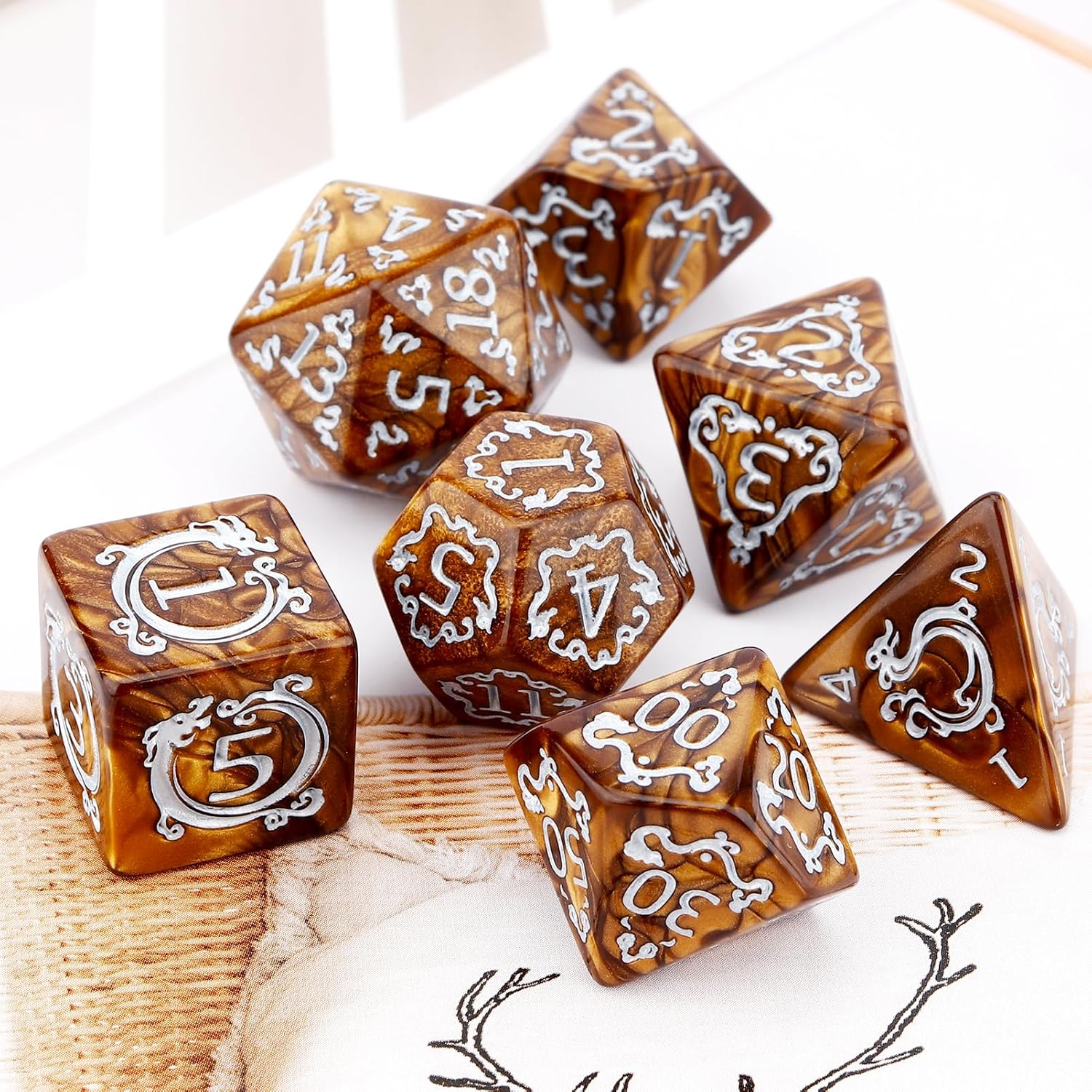 7Pcs Set DND Dice Dragon Patte - Dice Set Polyhedral ulasan dan harga
