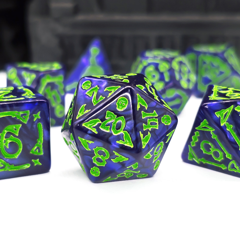 Cthulhu Dark Blue & Neon Green - Dice Set Polyhedral ulasan dan harga