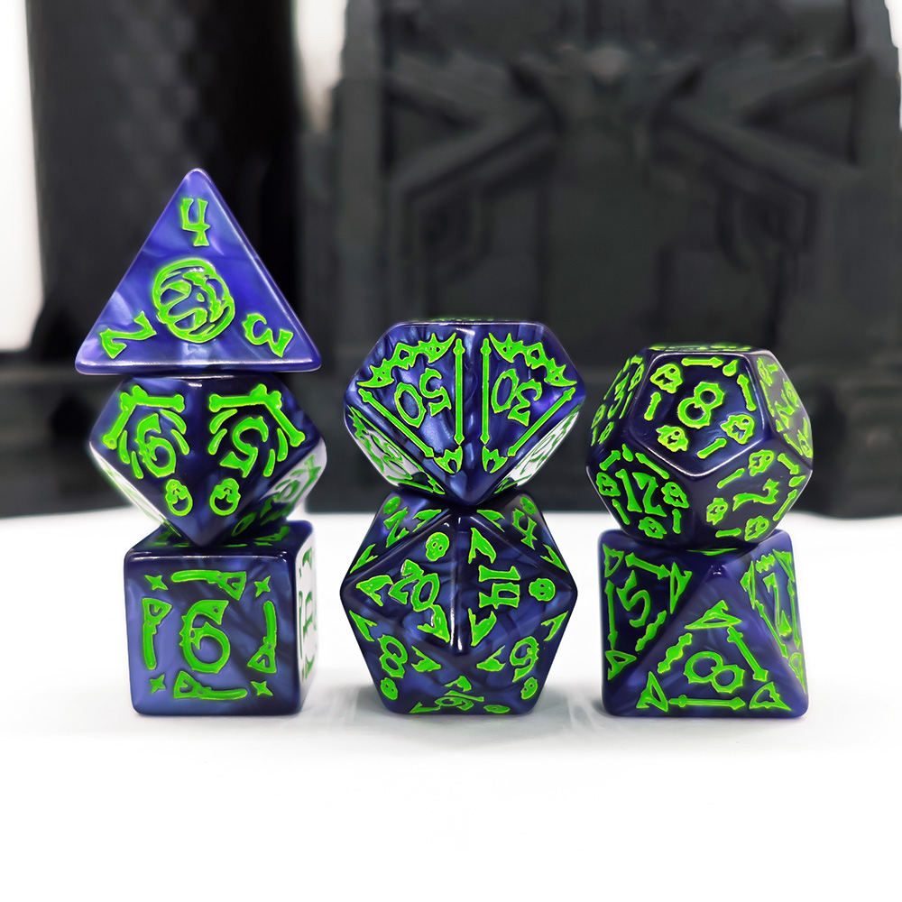Cthulhu Dark Blue & Neon Green - Dice Set Polyhedral ulasan dan harga