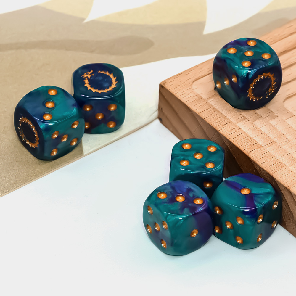 6Pcs Deep Sea Gold Flame D6 Di - Dice Set Polyhedral ulasan dan harga