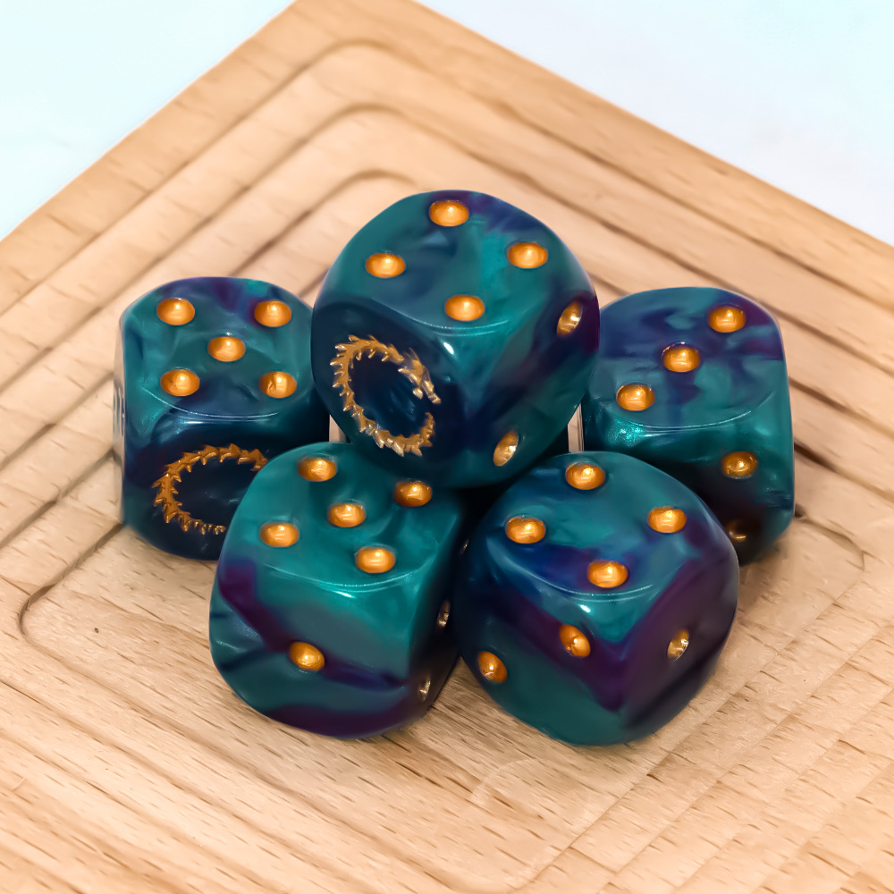 6Pcs Deep Sea Gold Flame D6 Di - Dice Set Polyhedral ulasan dan harga