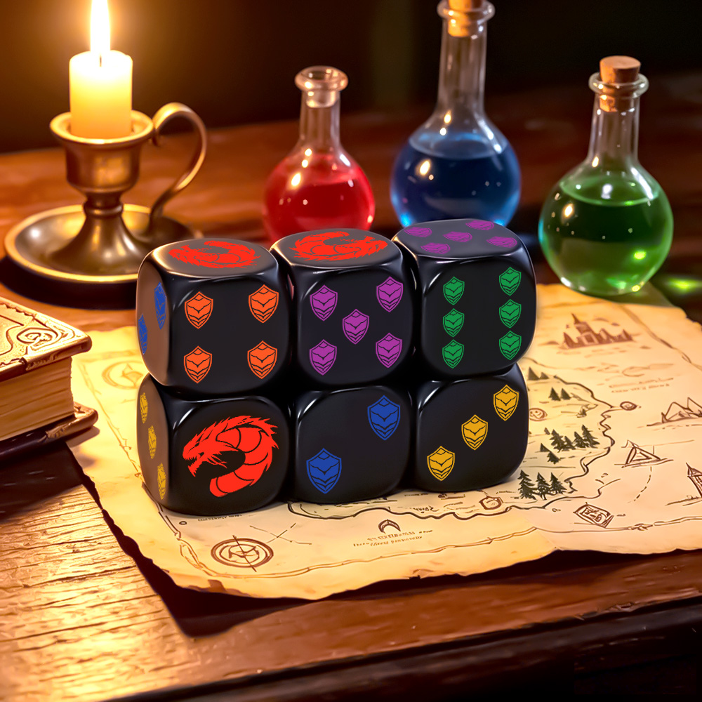 6Pcs Dragon Shield Crest Polyh - Dice Set Polyhedral ulasan dan harga