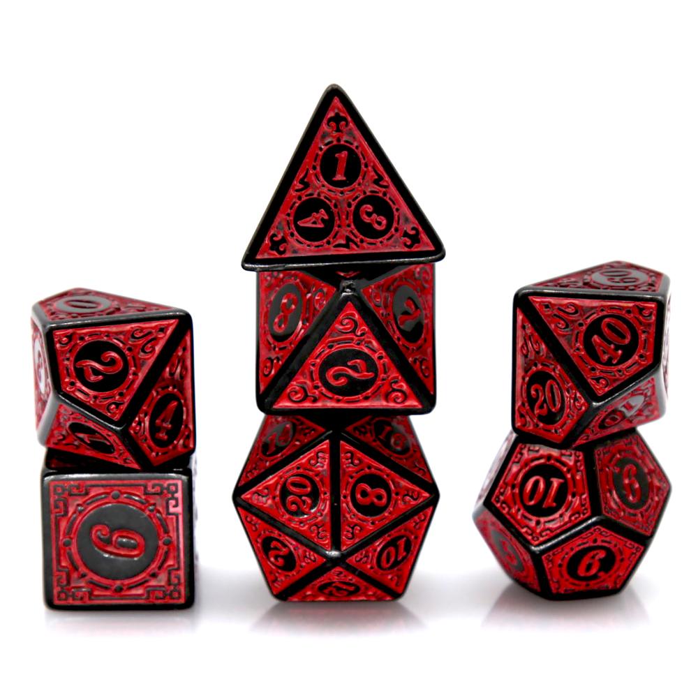 7Pcs Black Red Acrylic Polyhed - Dice Set Polyhedral ulasan dan harga