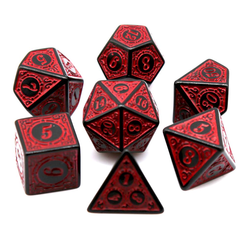 7Pcs Black Red Acrylic Polyhed - Dice Set Polyhedral ulasan dan harga